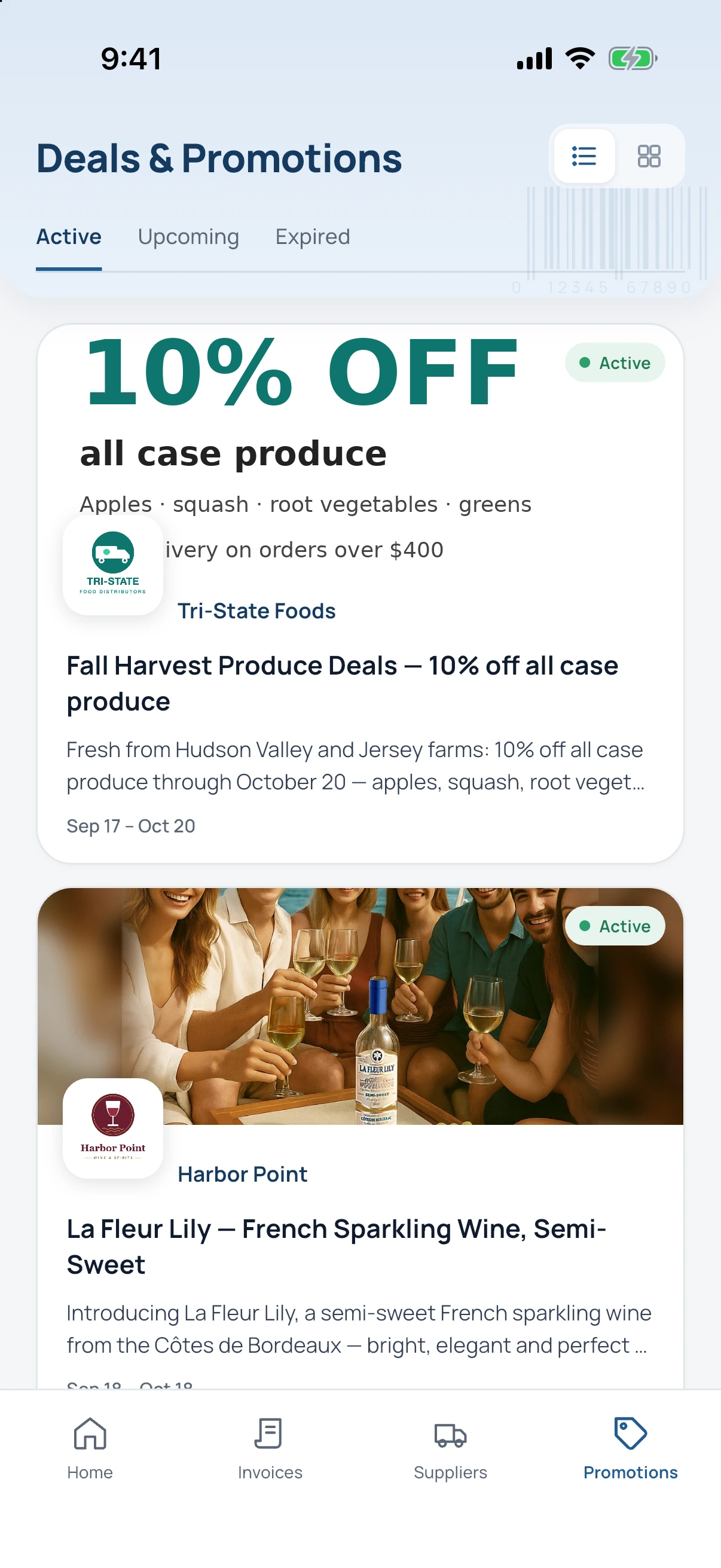 Wireten app: supplier promotions