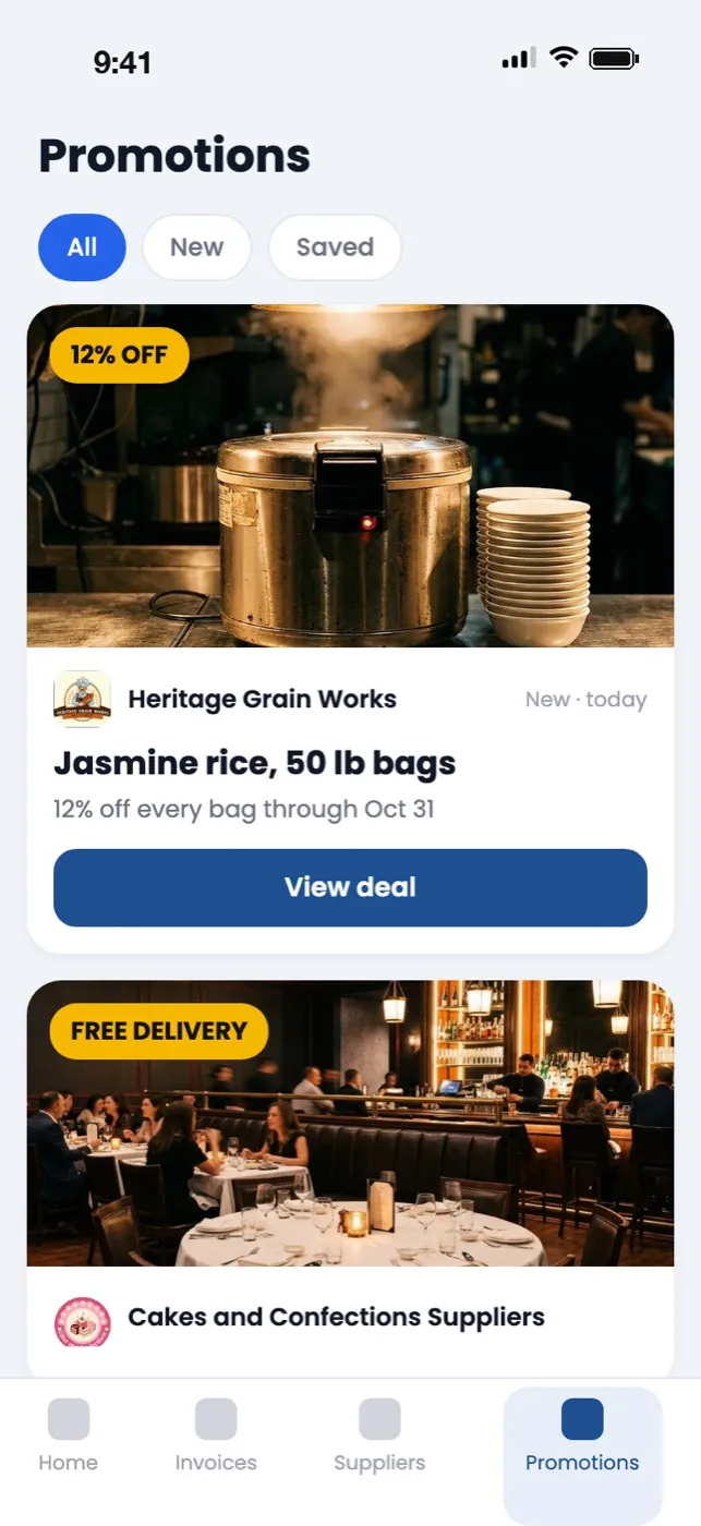 Wireten app: a supplier promotion offering 12% off rice